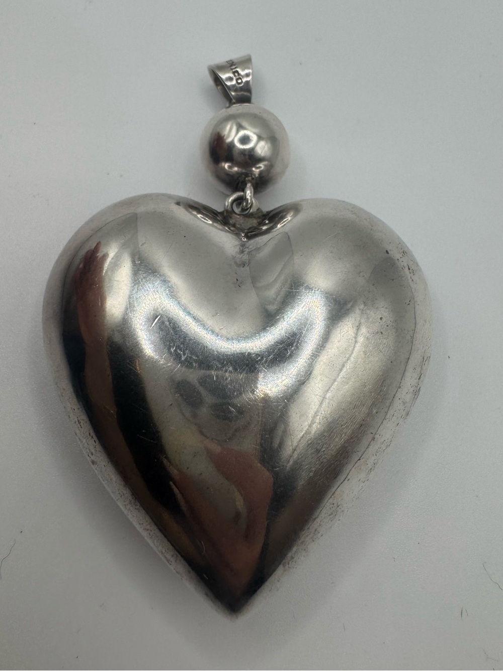 Sterling Silver Mexico Large Puffed Heart 30"